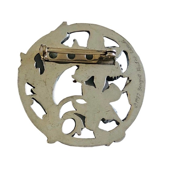 VTG Pewter Floral Brooch Pin Seagull Pewter Canada Openwork 1987 - Picture 2 of 7